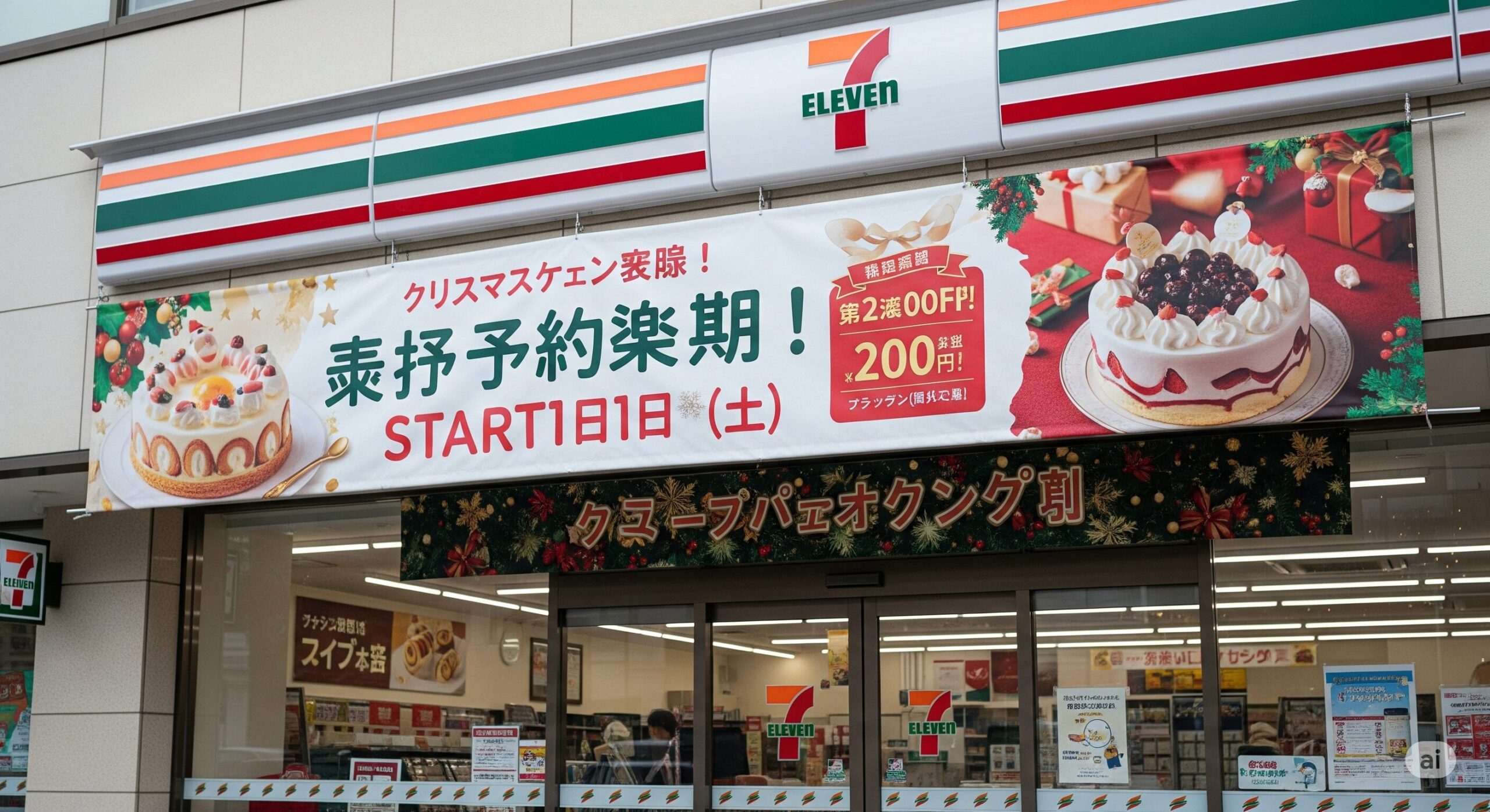 セブンイレブン クリスマス ケーキ予約 いつから？