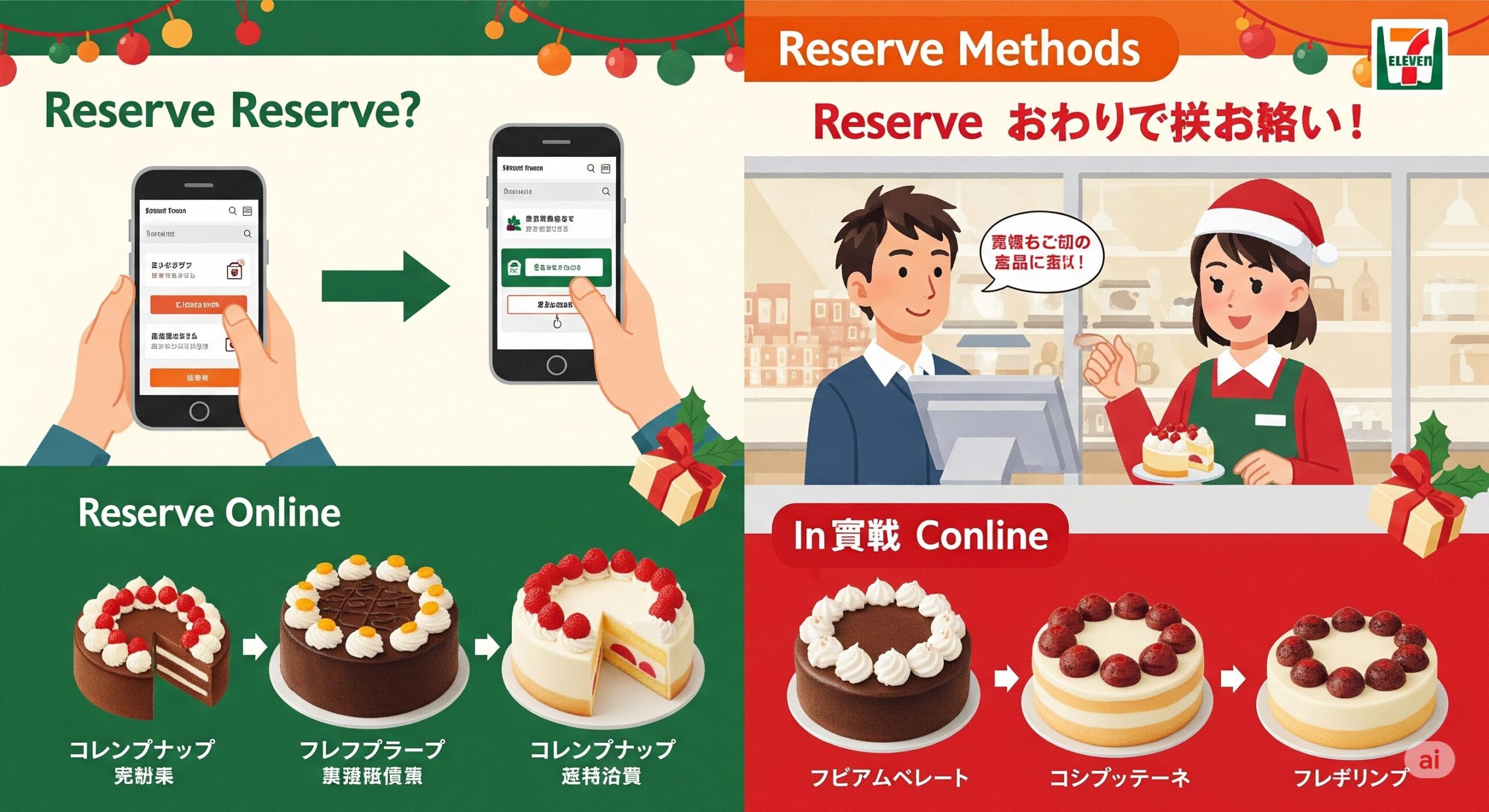ネットと店頭、セブンイレブン クリスマス ケーキ予約方法