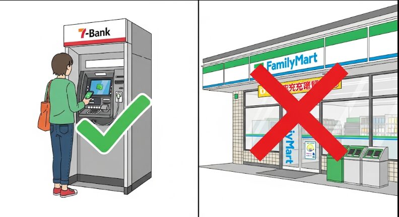他のコンビニ(セブン・ファミマ)でのチャージはできる?