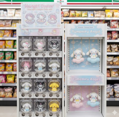 セブン‐イレブン店内に設置されたサンリオキャラクターズの「ガシャポンボックス」。