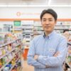 現役コンビニ店長の齋藤正志氏が、自身の店舗で腕を組み、読者に向けて立つ様子。背景には整然と並べられた商品棚が見える。
