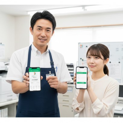 セブン銀行アプリと給与明細サイトの違いを店長が説明している様子。システム誤解の解消。