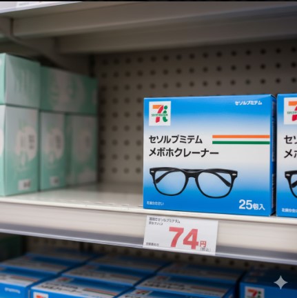 セブンイレブンで販売されているセブンプレミアムのメガネクリーナー(25包入)の製品イメージ