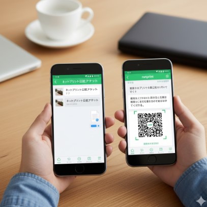 LINEのトーク画面で写真やPDFファイルを送信してネットプリントに登録する簡単なやり方のイメージ