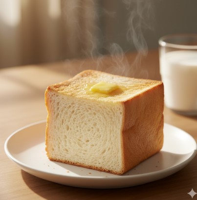 朝の光の中で湯気が立つ焼きたてのふんわりとした厚切りトースト