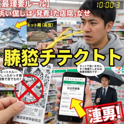 一般発売日の午前10時にセブンイレブンのマルチコピー機で相撲チケットを購入しようとするも、人気の本場所チケットが瞬時に売り切れてしまい困惑するお客様の様子。