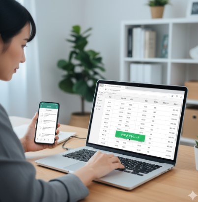 毎月の給与明細をWebブラウザ上で確認した後、PDFファイルとしてダウンロードし、クラウドストレージに保存している様子。