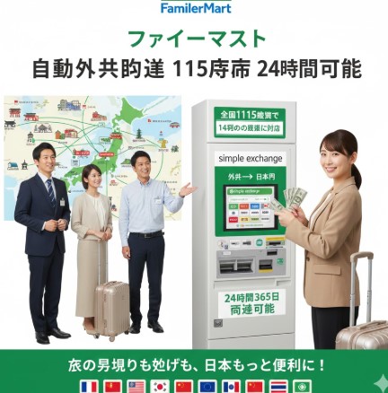 ファミリーマート自動外貨両替機が便利！時間や設置場所を解説
