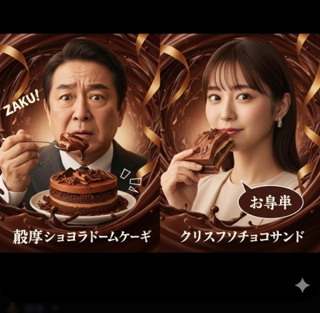 チョコだらけCMでの濃厚な演技とツッコミ