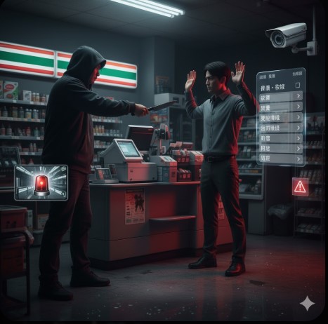 犯人が袋いる隙を突いた店員の制圧事例