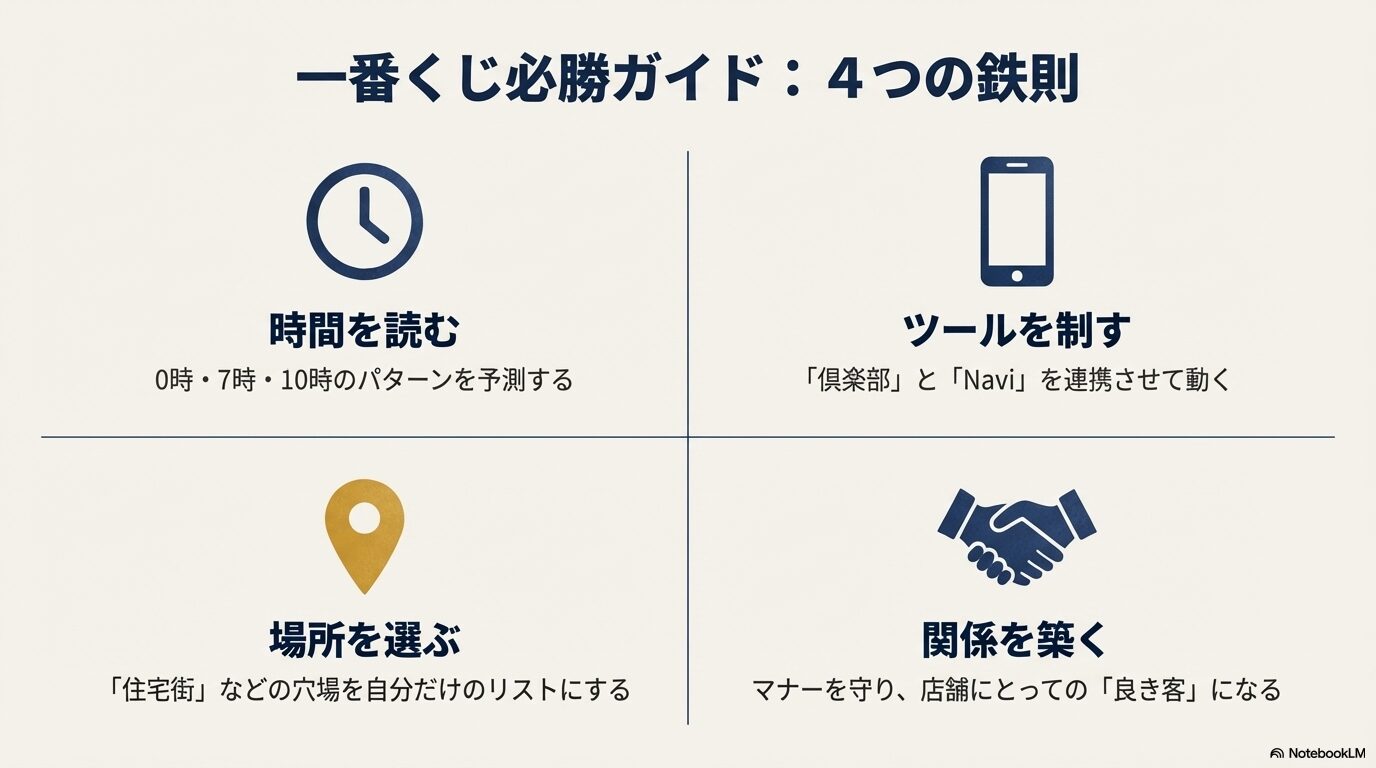時間を読む、ツールを制す、場所を選ぶ、関係を築くという戦略的入手の鉄則まとめ画像
