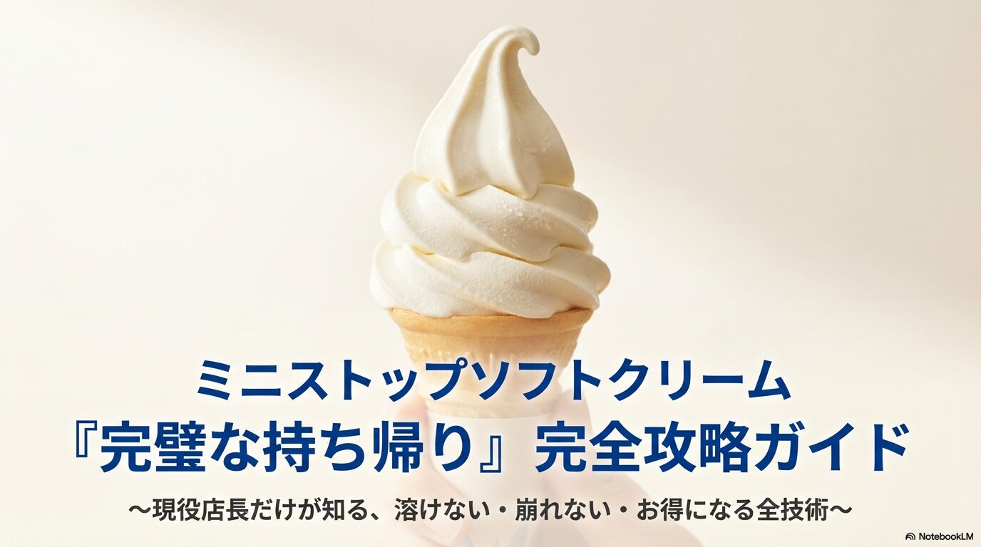 ミニストップのソフトクリームを溶かさずにお得に持ち帰る技術を解説するガイドの表紙画像